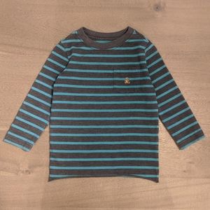 BABY GAP Teal & Gray Long Sleeve Stripped Shirt 2T